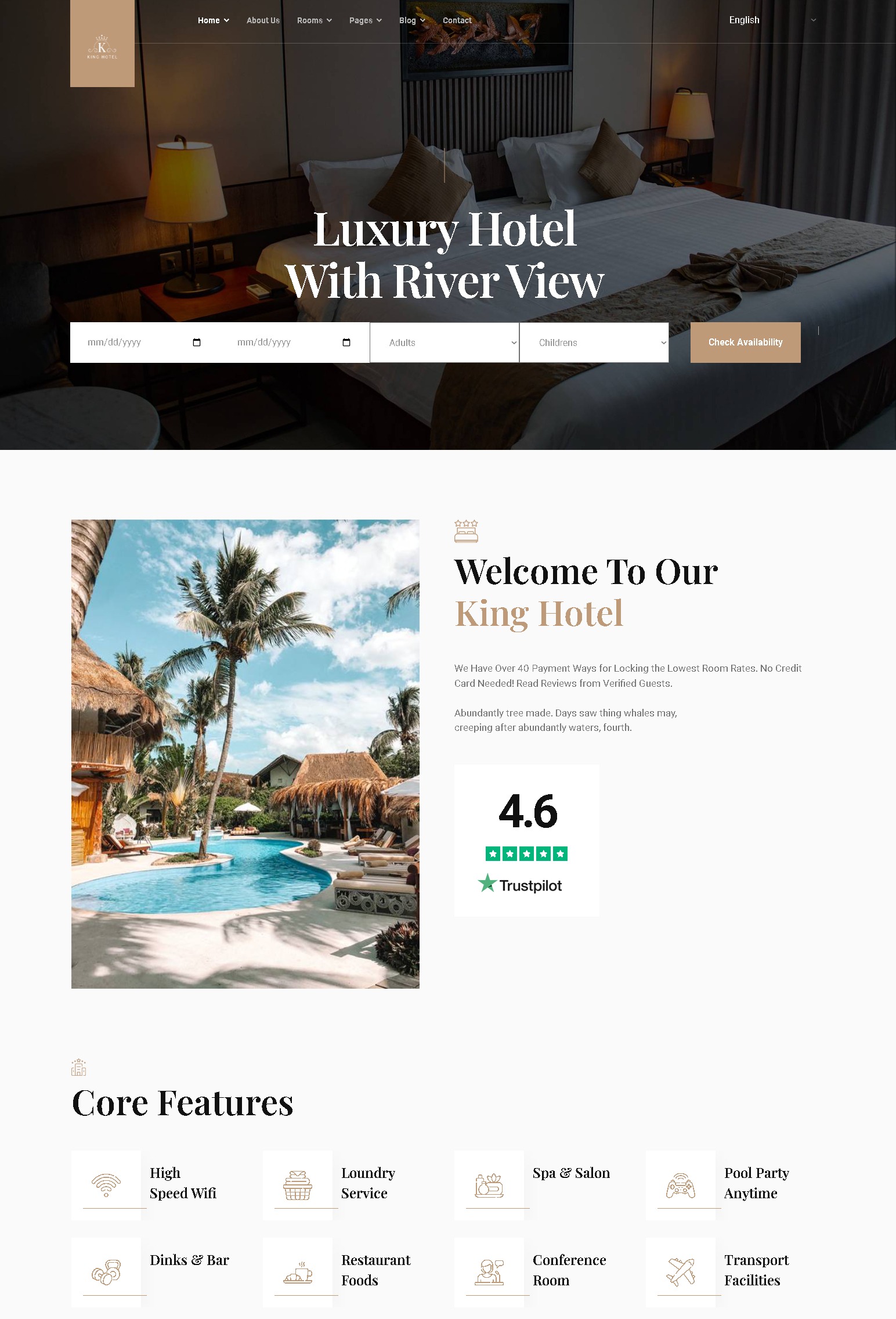 Kinggo   hotel booking joomla template