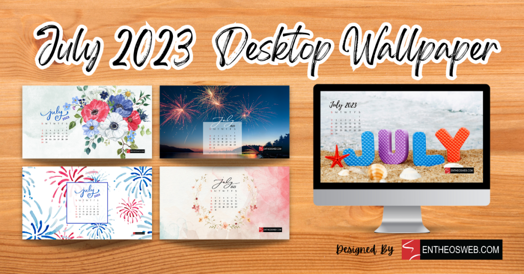 July 2023 calendar desktop wallpaper
