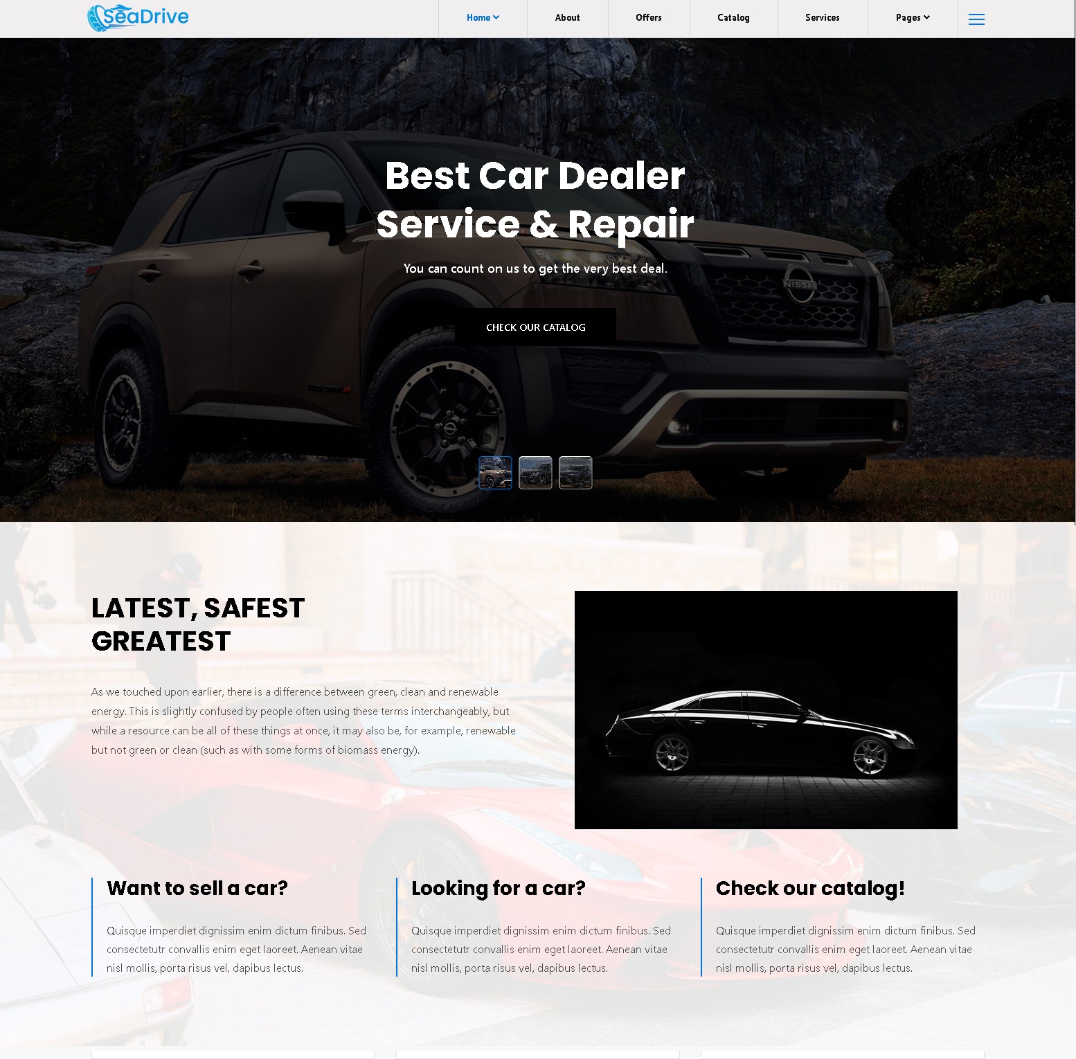 Seadrive   car seller  diving equipment rental joomla 4 template