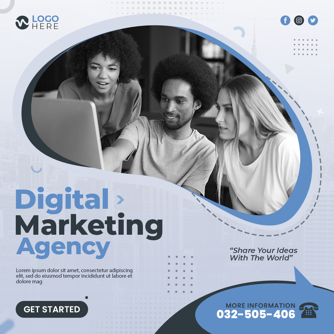 Digital marketing agency and corporate instagram or facebook social media post template