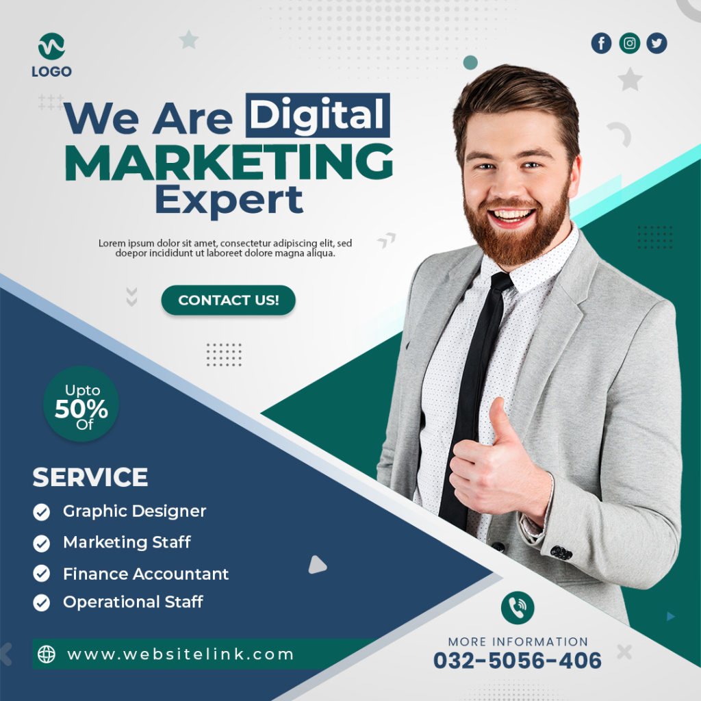 Creative graphic designing marketing expert agency and corporate banner post design template