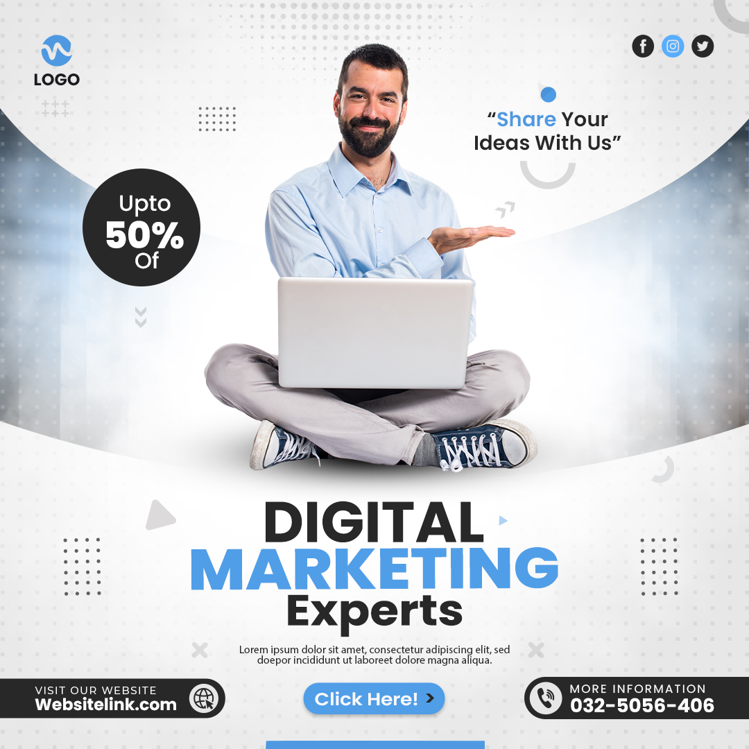 Digital marketing expert agency or corporate social media post banner design template