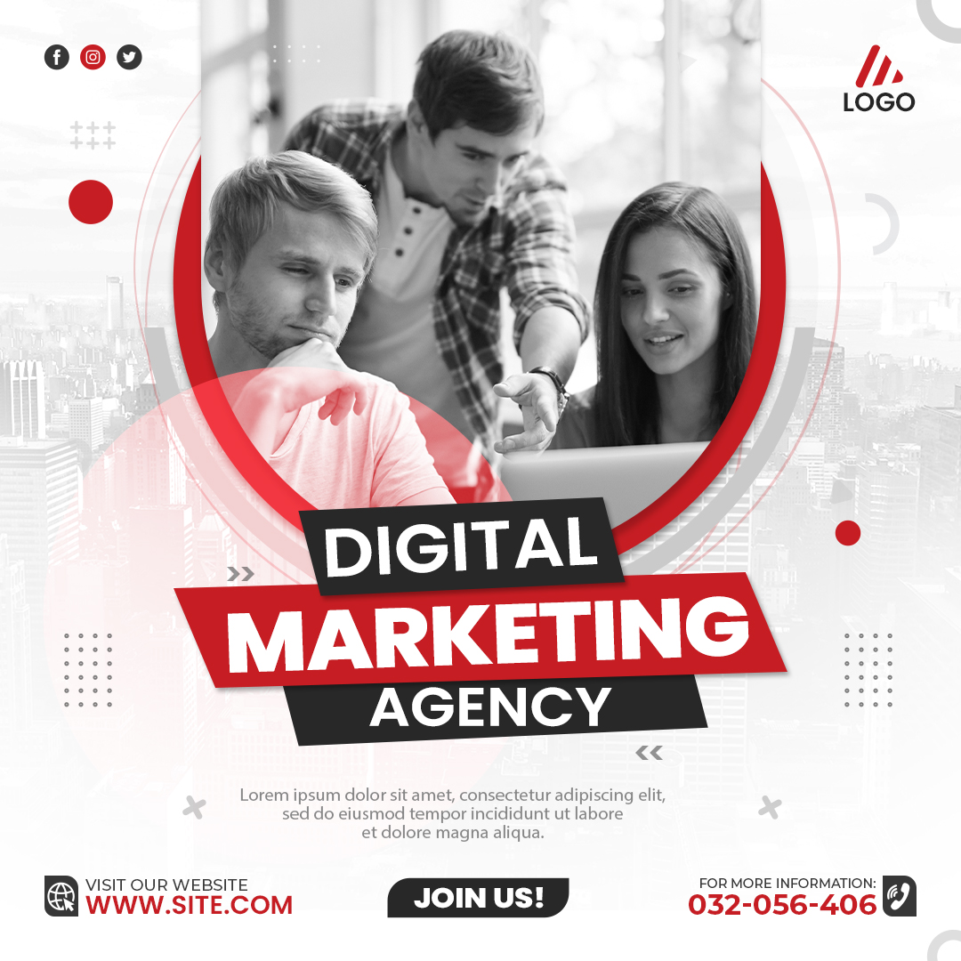 Digital marketing agency and corporate social media post banner flyer design template