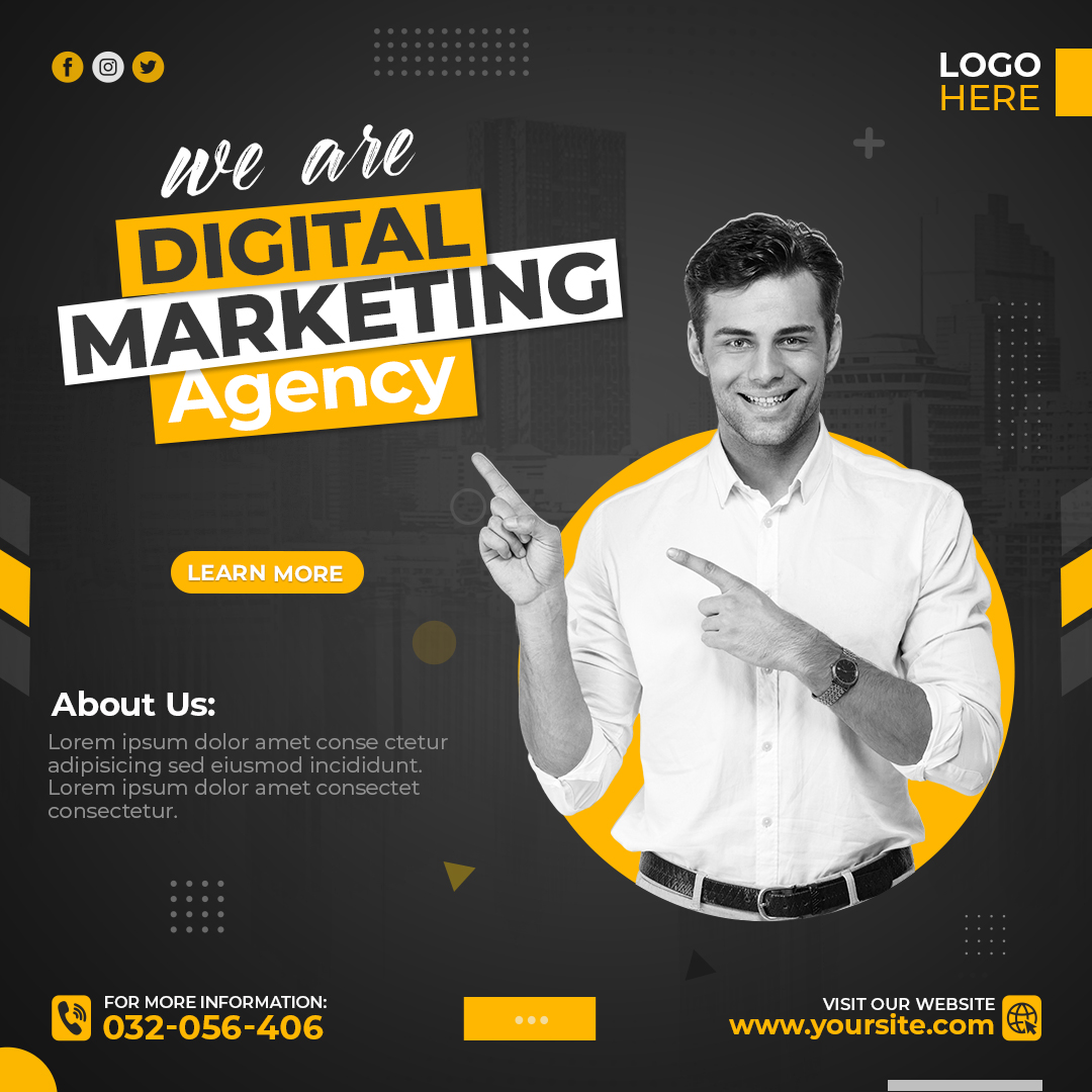 Digital marketing agency and live webinar social media instagram and facebook design template