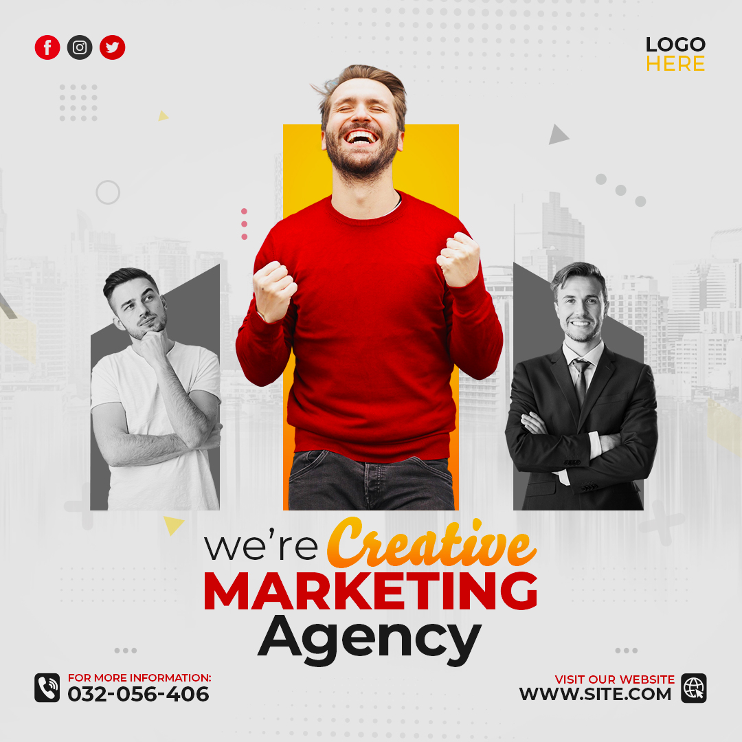 Creative marketing agency and live webinar instagram and facebook social media post design template