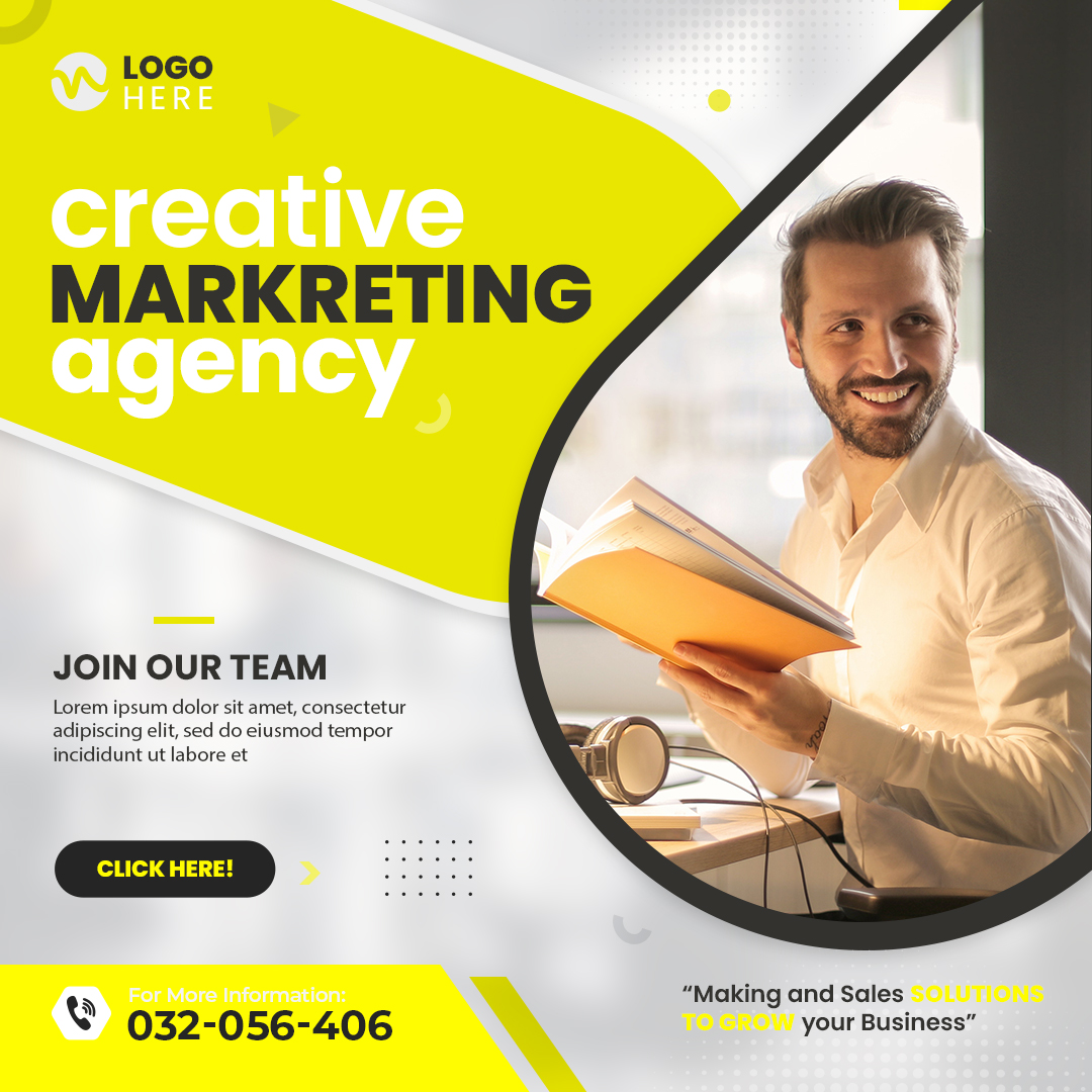 Digital creative marketing agency and corporate social media post banner design template