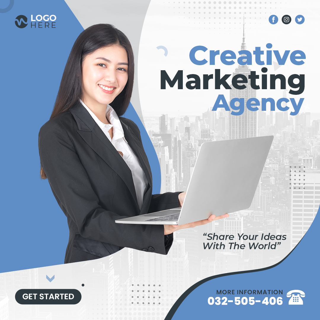 Digital marketing agency expert and corporate social media post banner or flyer ads design template