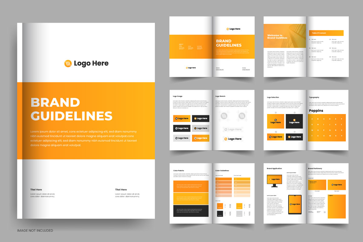 Brand guideline template and brand manual brochure layout design