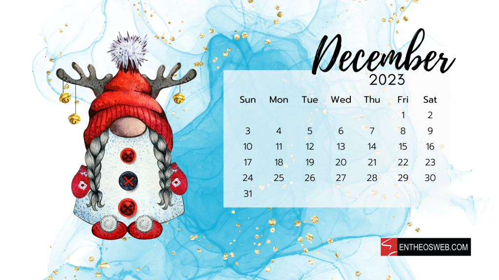 December 2023 calendar desktop wallpaper
