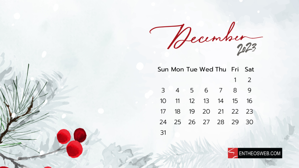 December 2023 calendar desktop wallpaper 3