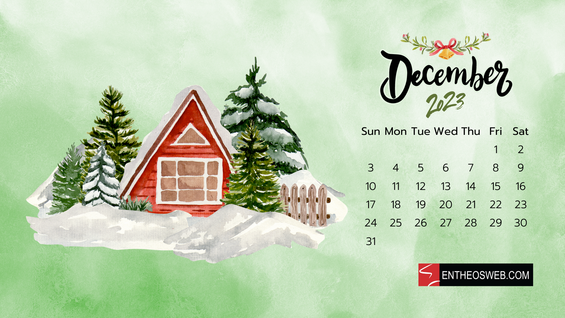 December 2023 Calendar Desktop Wallpaper | EntheosWeb