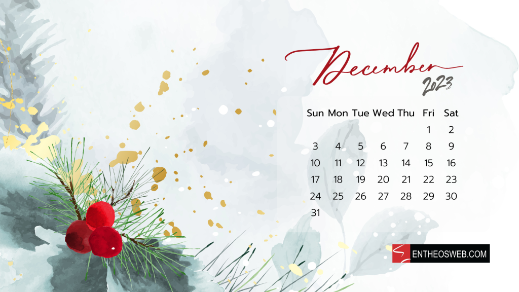 December 2023 calendar desktop wallpaper by entheosweb