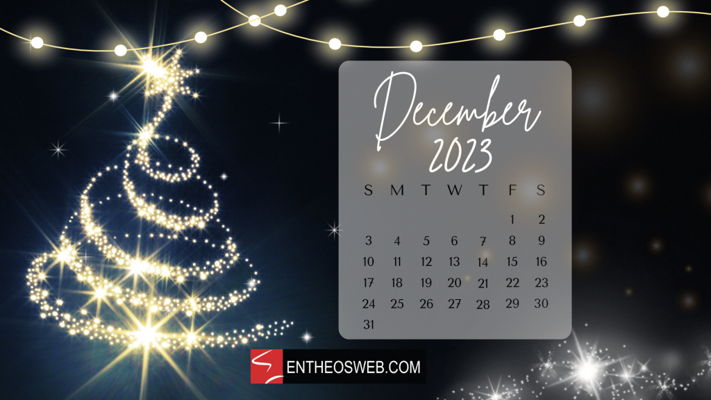 December 2023 calendar desktop wallpaper   christmas tree