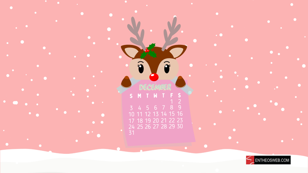 December 2023 calendar desktop wallpaper   reindeer