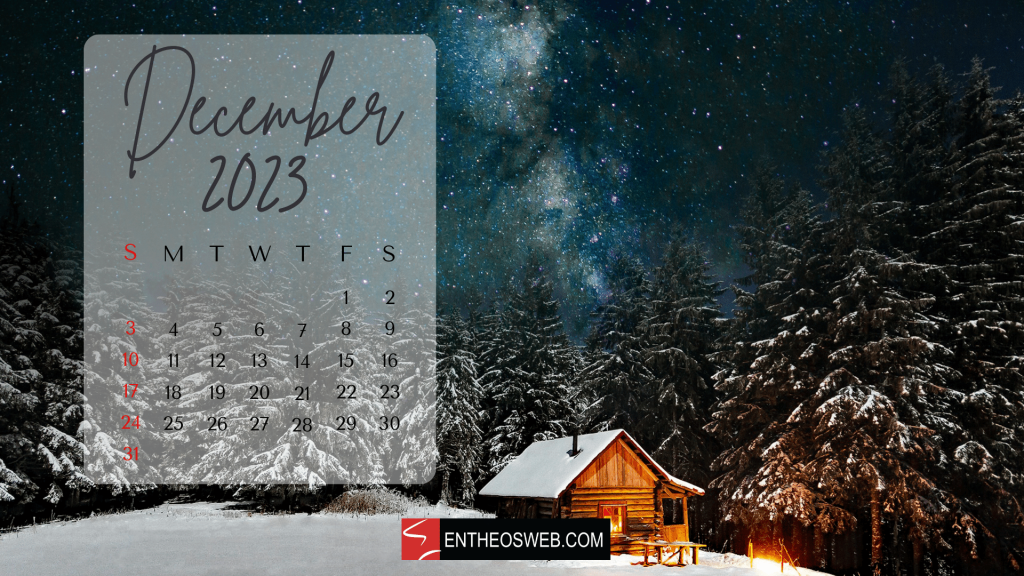 December 2023 calendar desktop wallpaper   winter home   by entheosweb