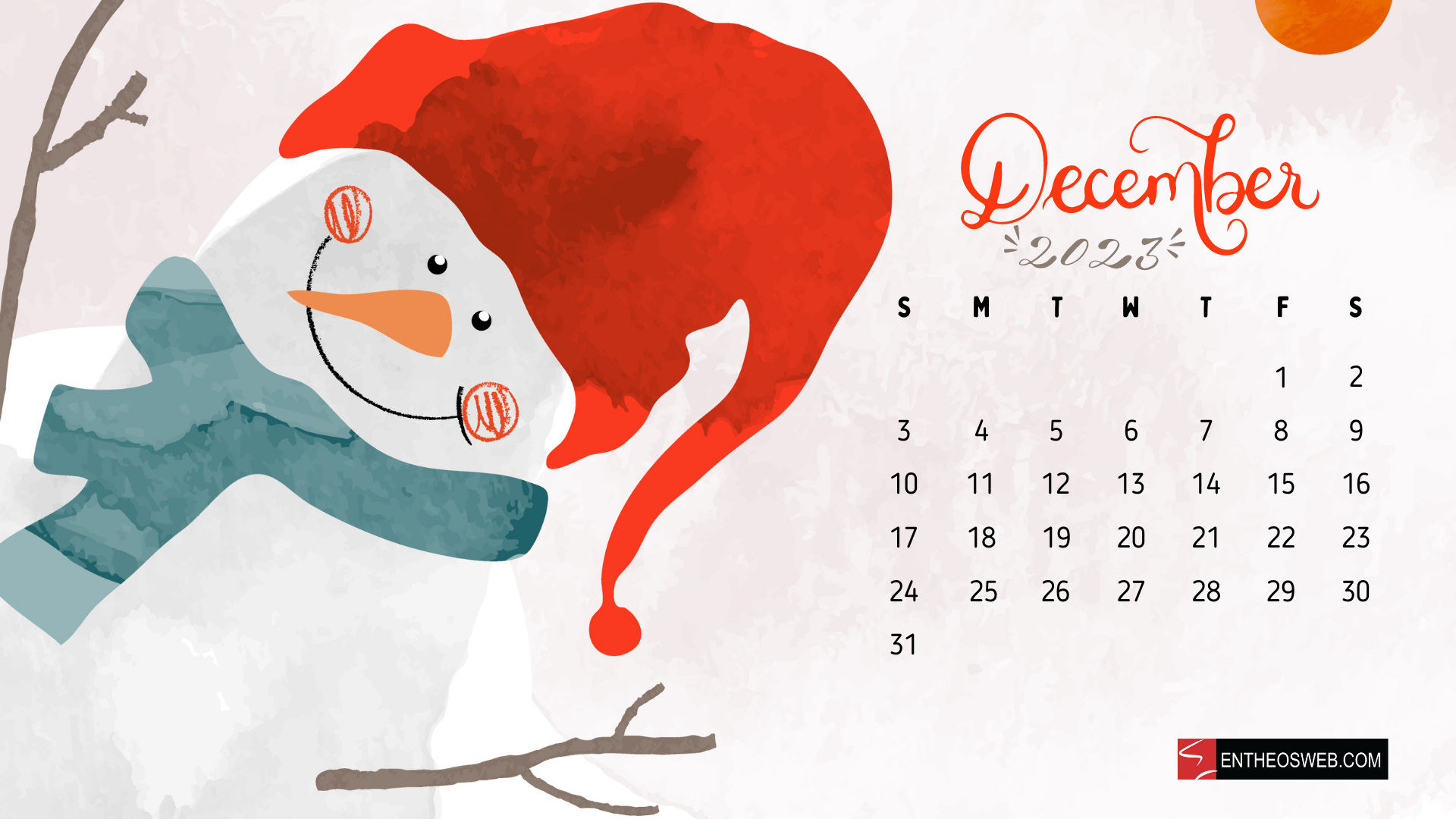 December 2023 Calendar Desktop Wallpaper | EntheosWeb