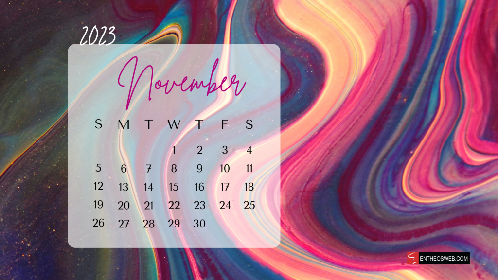 November 2023 calendar desktop wallpaper   abstract design