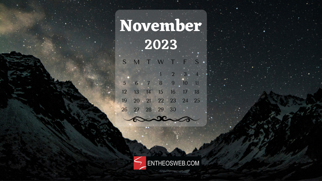 November 2023 calendar desktop wallpaper   dark theme