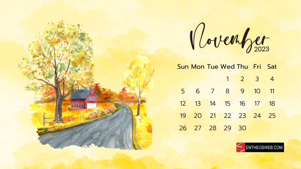 November fall 2023 calendar wallpaper