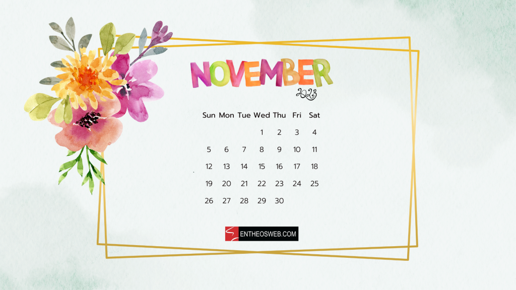 November 2023 calendar desktop wallpaper