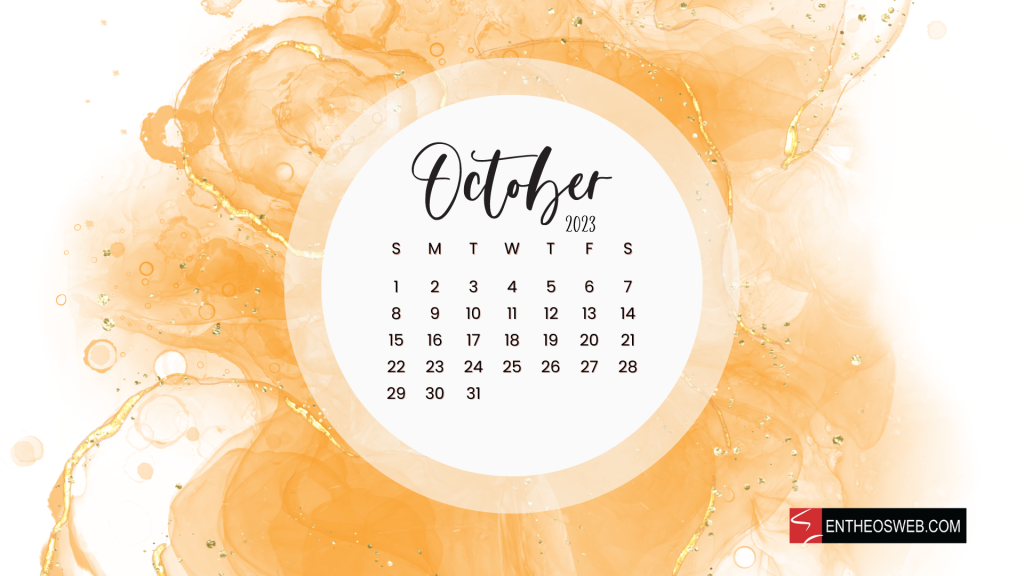 October calendar desktop wallpaper orange gold 1