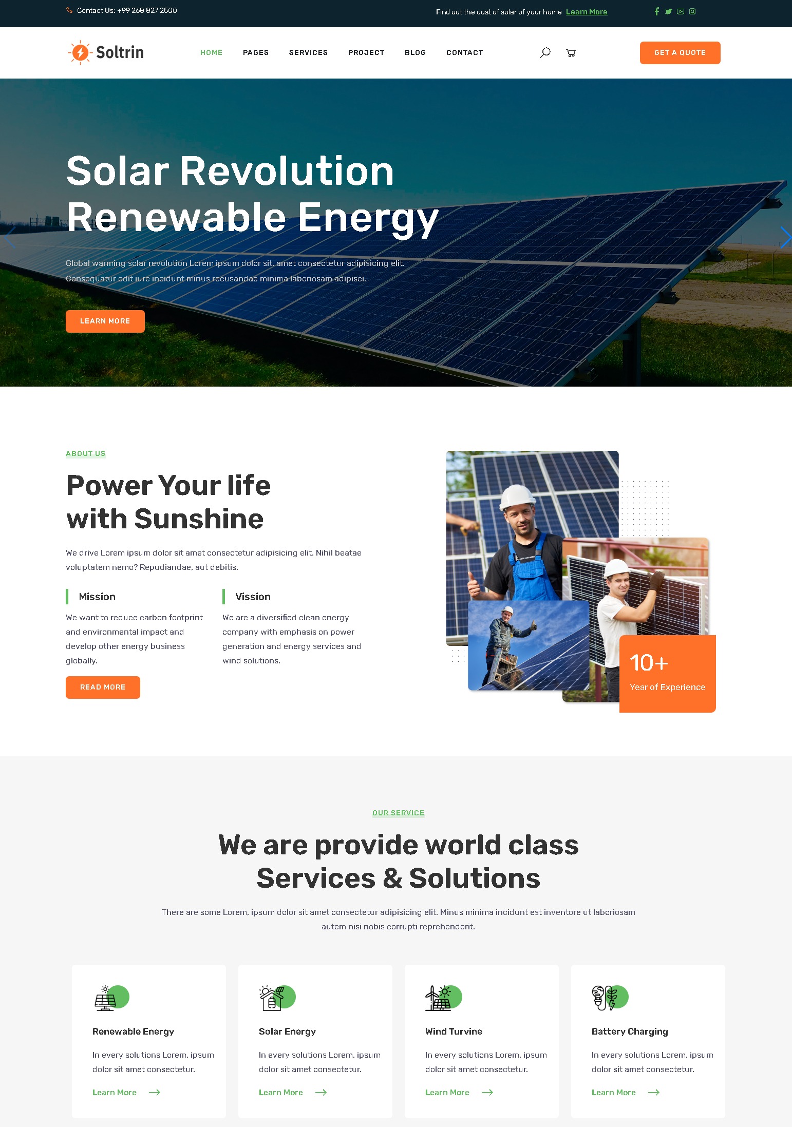 Soltrin   solar  renewable energy vue js template