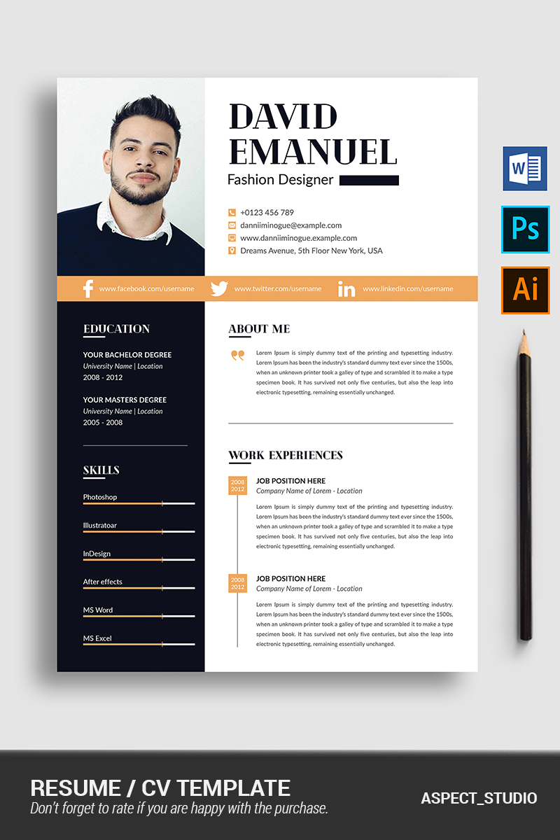 Image 1 | Creative Resume Cv Templates | Entheosweb David emanuel resume template
