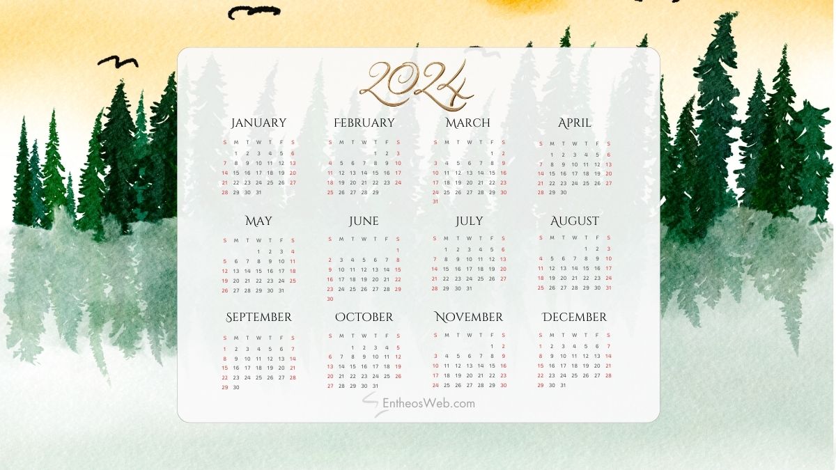 Free 2024 pdf calendar   one page landscape design
