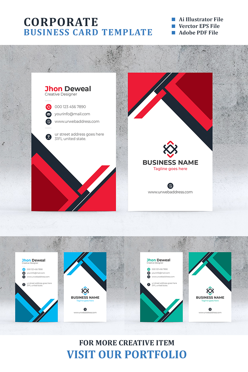 Deweal vertical business card   corporate identity template