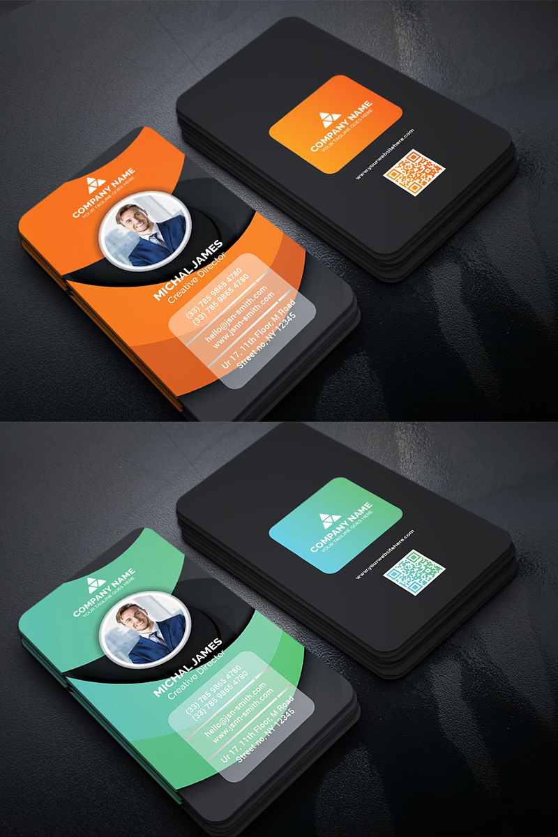 Curvy dark business card   corporate identity template