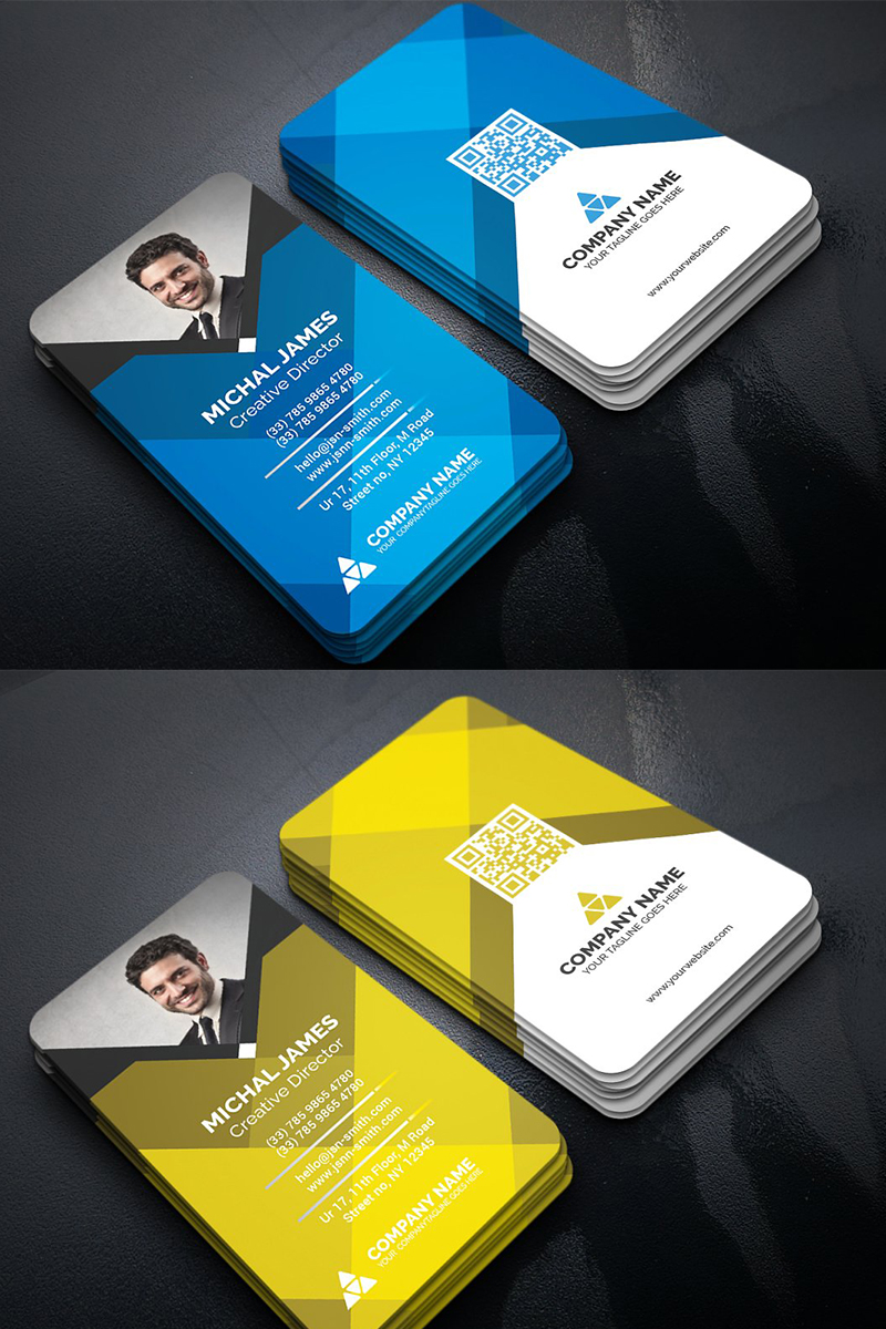 Colorful geometric business card   corporate identity template