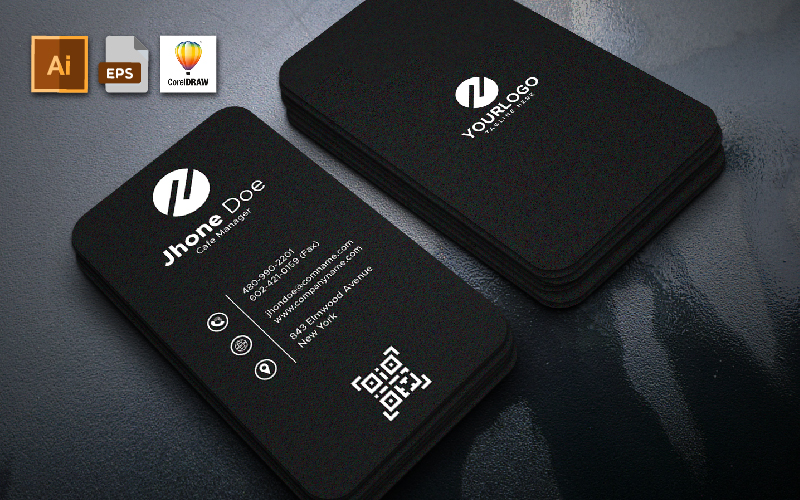 Image 3 | Creative Black White Business Card Design Templates | Entheosweb Portrait business card template vol 04 corporate identity template