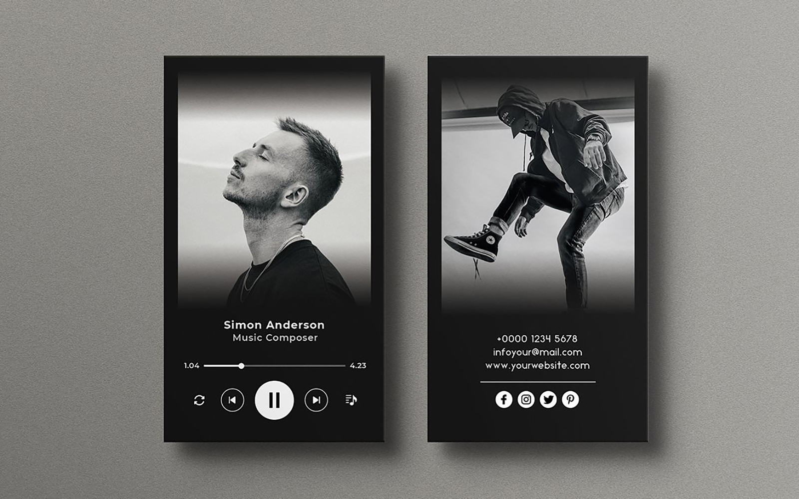 Image 6 | Creative Black White Business Card Design Templates | Entheosweb Music studio business card