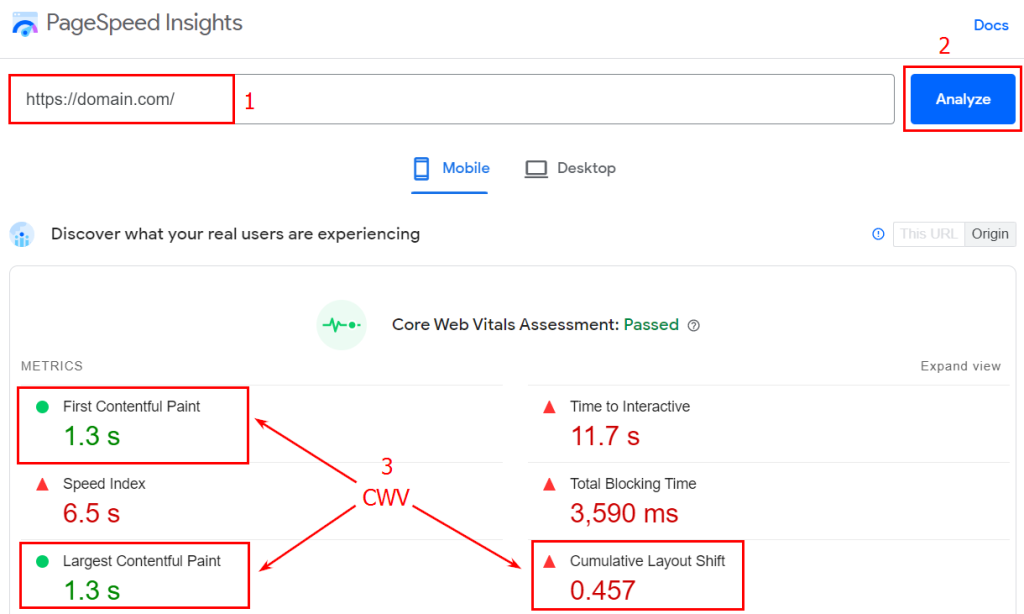 Page speed insights