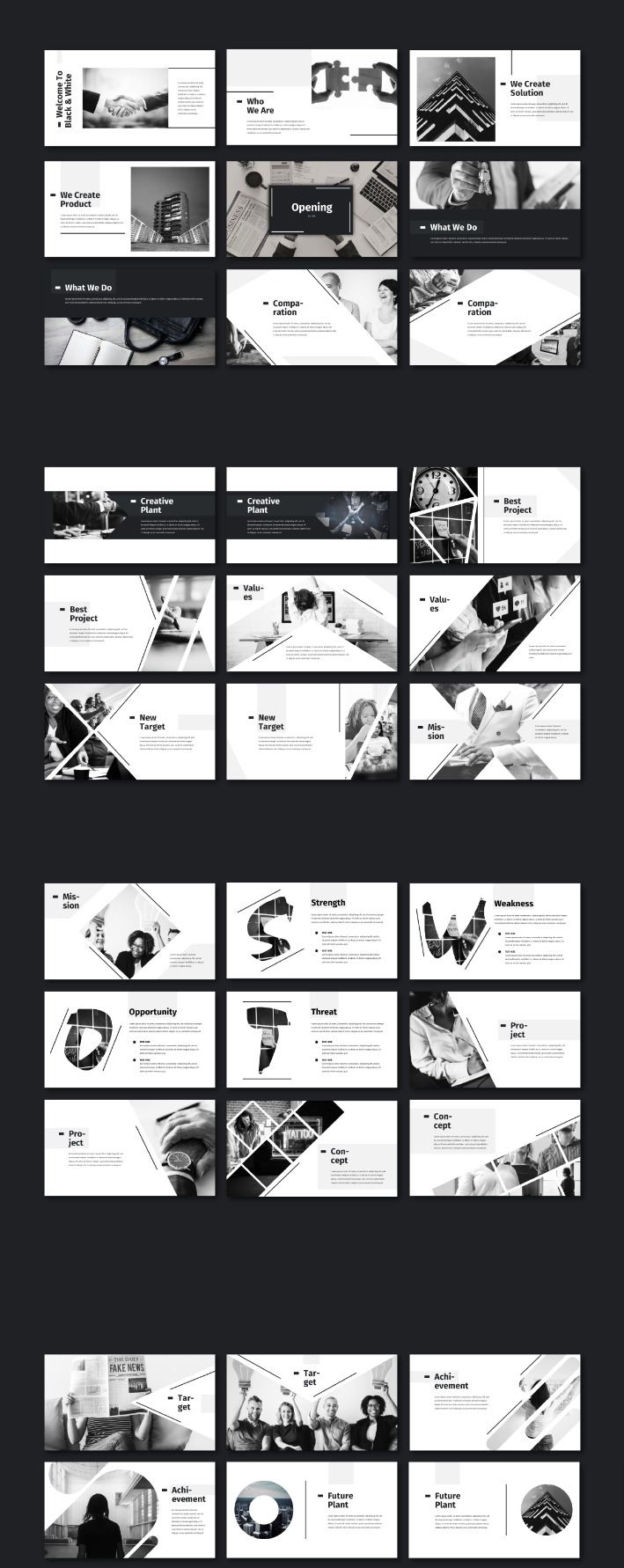 Black and White Powerpoint Template Designs Entheos