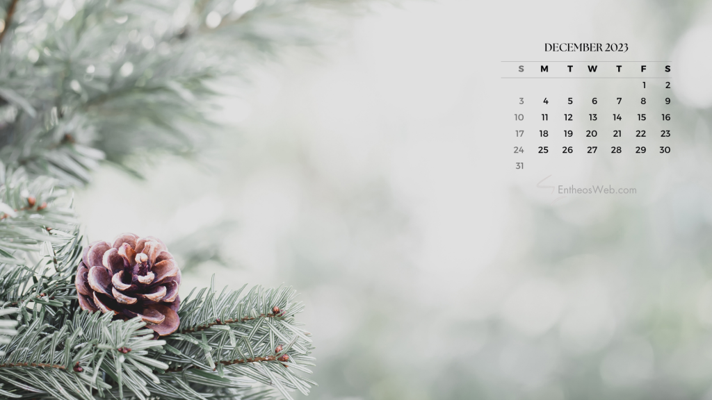 December 2023 calendar desktop wallpaper background by entheosweb