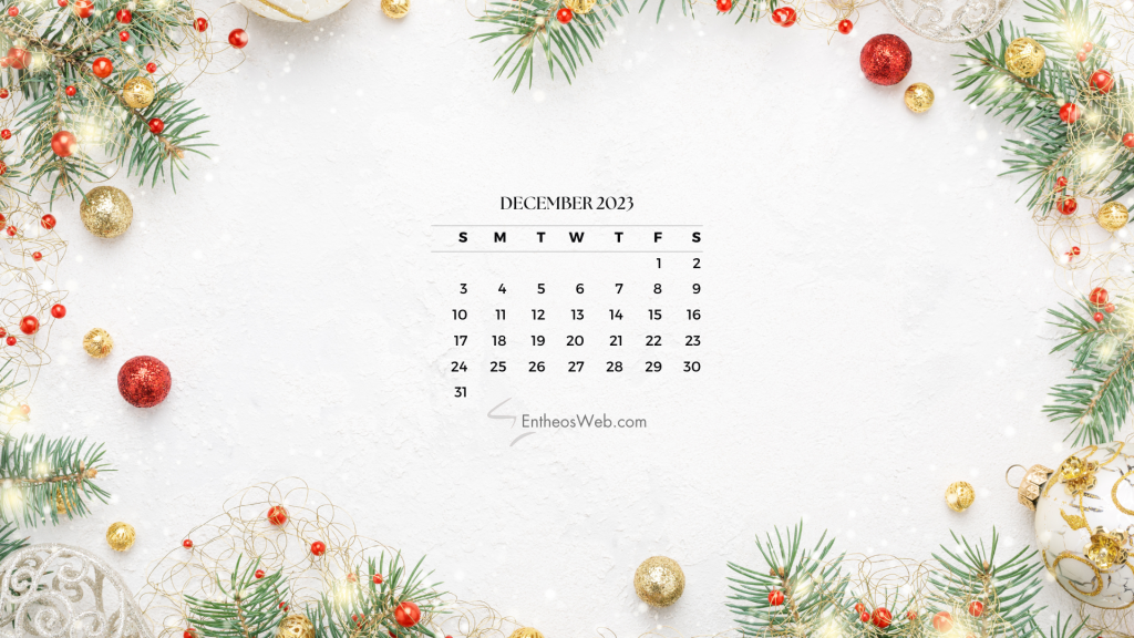 December 2023 calendar desktop wallpaper background by entheosweb