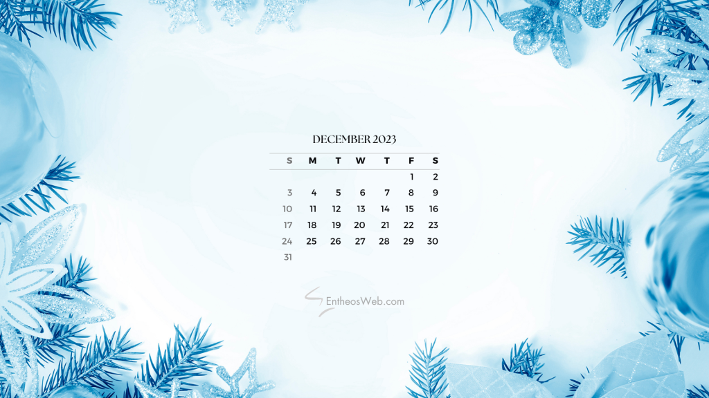 December 2023 calendar desktop wallpaper background by entheosweb
