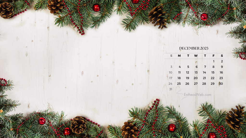 December 2023 calendar desktop wallpaper background by entheosweb