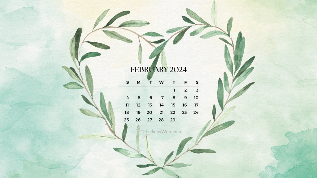 February 2024 calendar desktop wallpaper background by entheosweb