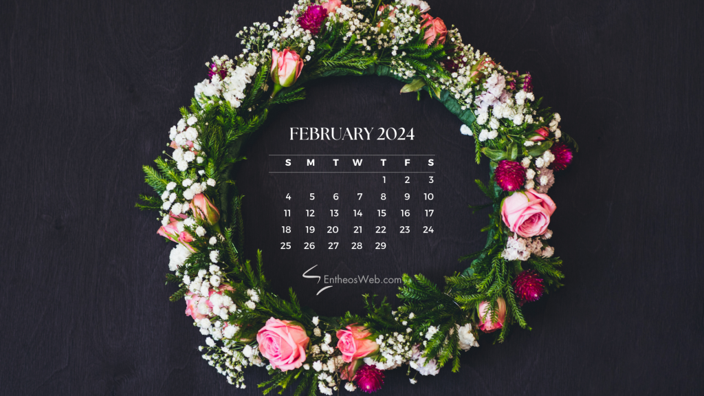 February 2024 calendar desktop wallpaper background by entheosweb