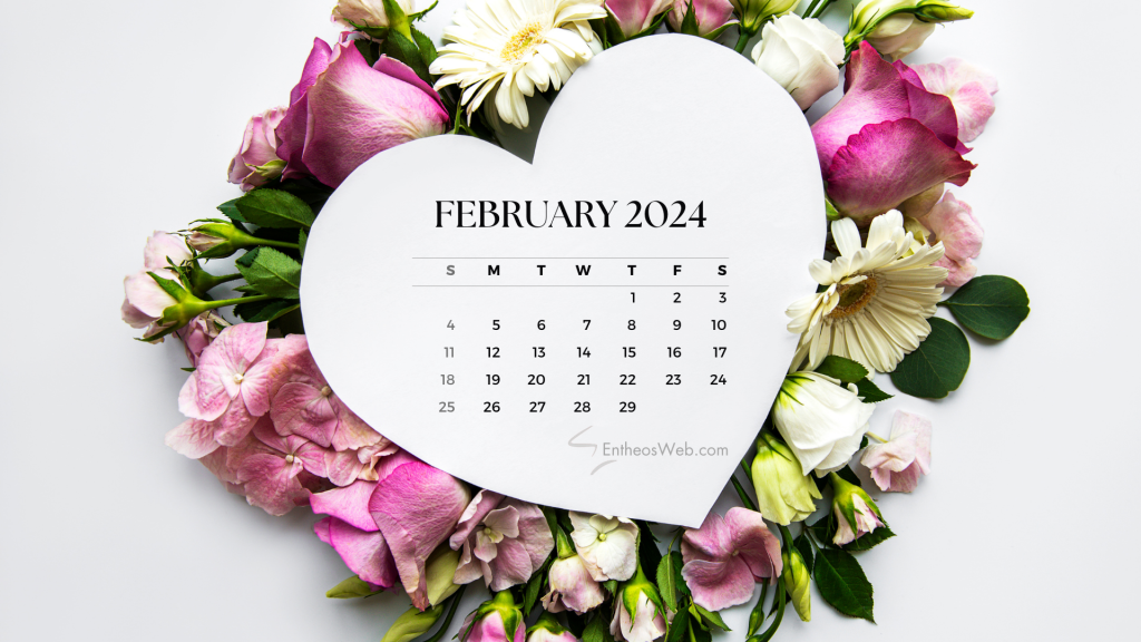 February 2024 calendar desktop wallpaper background by entheosweb