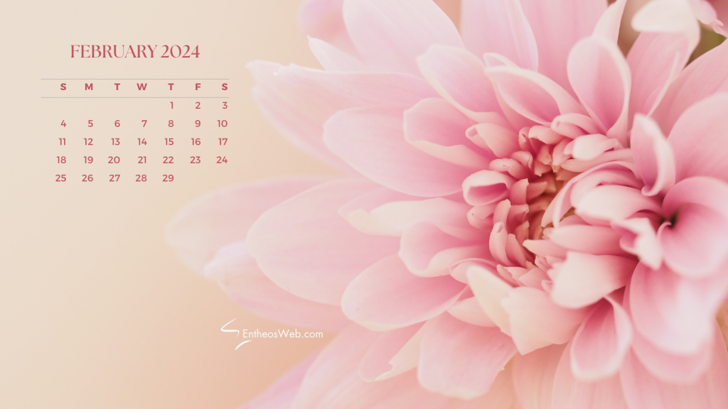 February 2024 calendar desktop wallpaper background by entheosweb