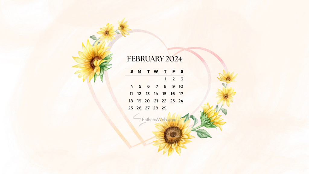 February 2024 calendar desktop wallpaper background by entheosweb