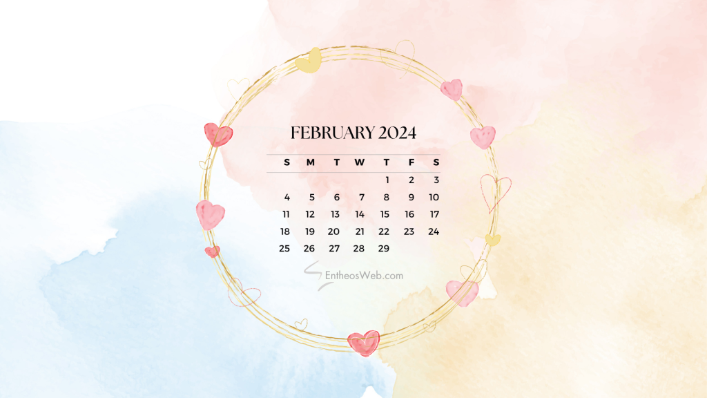 February 2024 calendar desktop wallpaper background by entheosweb