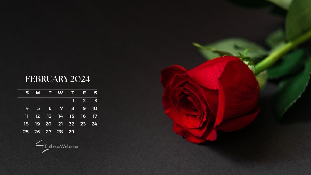 February 2024 calendar desktop wallpaper background by entheosweb