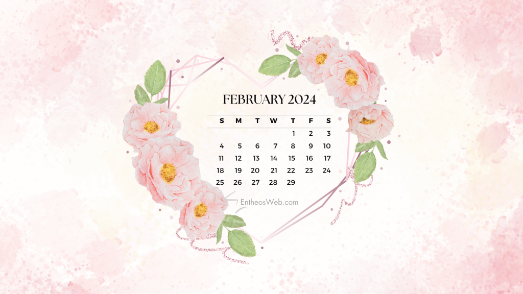 February 2024 calendar desktop wallpaper background by entheosweb