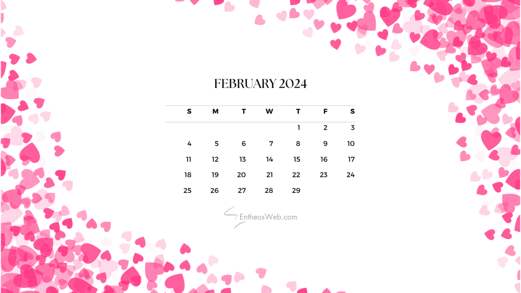 February 2024 calendar desktop wallpaper background by entheosweb