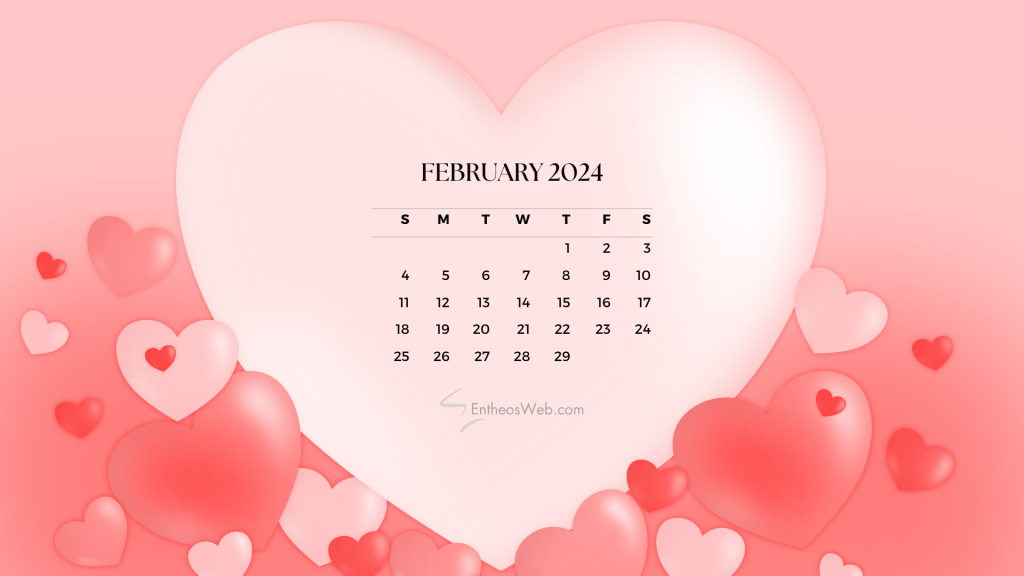February 2024 calendar desktop wallpaper background by entheosweb