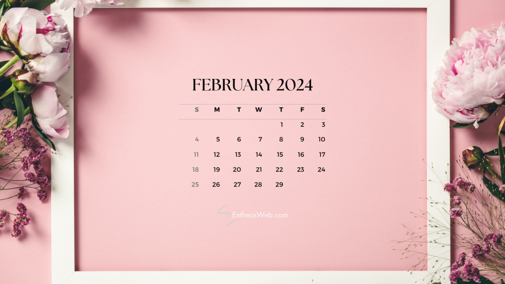February 2024 calendar desktop wallpaper background by entheosweb
